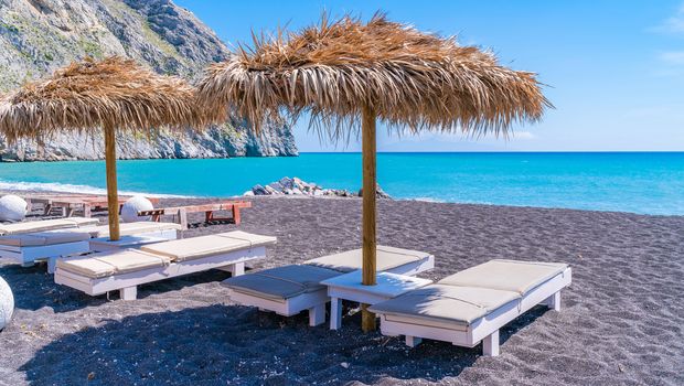 Santorin, Strand in Perissa