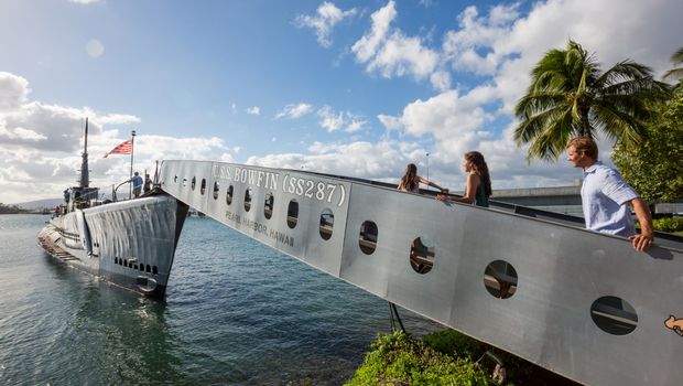 USS Bowfin gangway_Pearl Harbor_Oahu