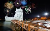 Turm in Belem, Lissabon zu Silvester