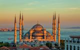 Blaue Moschee in Istanbul bei Sonnenuntergang