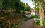traditionelle Häuser im Nationalpark Queimadas Forest Park in Santana auf Madeira