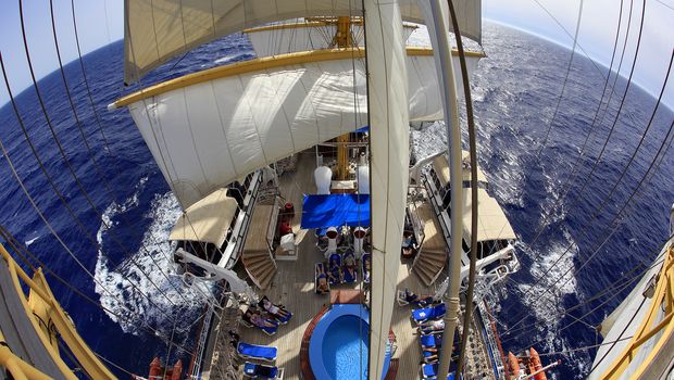 Royal Clipper, Mast mit gesetzten Segeln