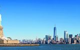 Panorama der Liberty Island und Manhattan